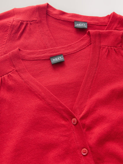 Dsiney Kidz - Red 2 Pack Cotton Rich School V-Neck Cardigans (3-16yrs) image 5