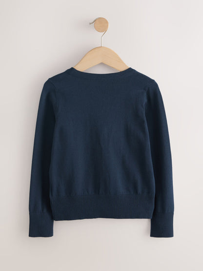Dsiney Kidz - Navy Blue 2 Pack Cotton Rich School V-Neck Cardigans (3-16yrs) image 3