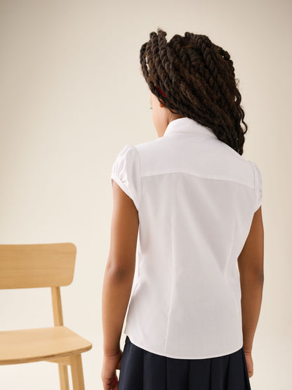 Dsiney Kidz - White Girls' Short Sleeve Lace Edge Collar School Shirts 2 Pack (3-14yrs) image 10