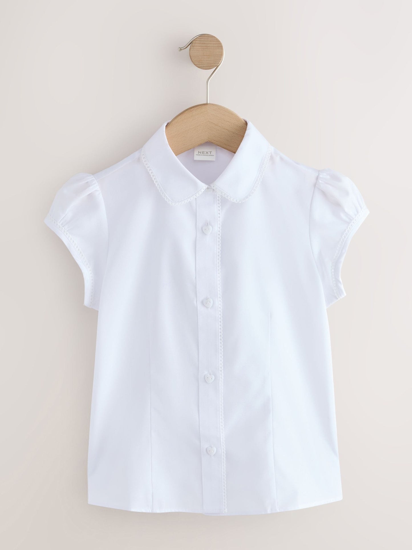 Dsiney Kidz - White Girls' Short Sleeve Lace Edge Collar School Shirts 2 Pack (3-14yrs) image 2
