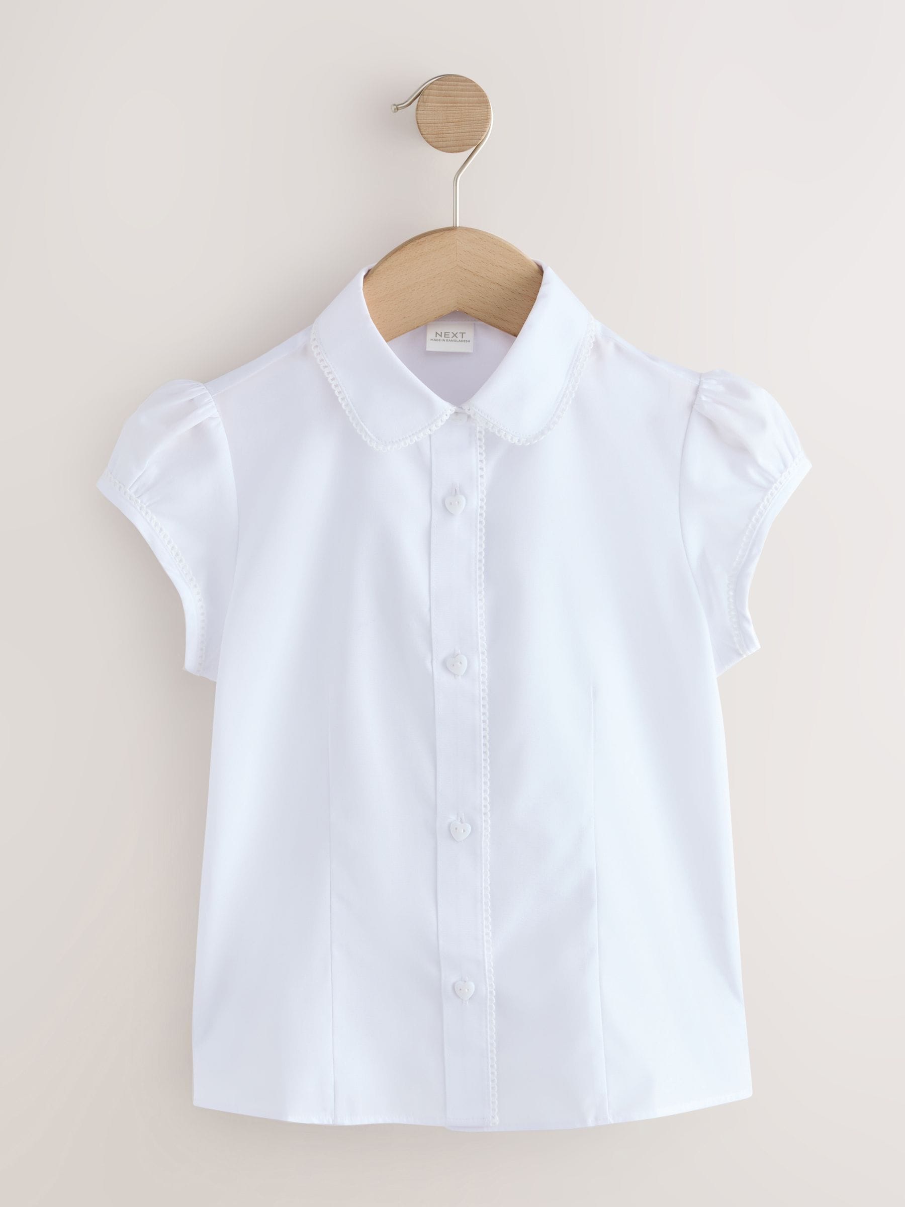 Dsiney Kidz - White Girls' Short Sleeve Lace Edge Collar School Shirts 2 Pack (3-14yrs) image 2