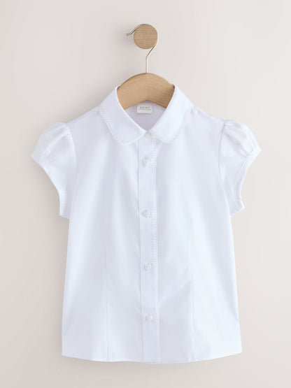 Dsiney Kidz - White Girls' Short Sleeve Lace Edge Collar School Shirts 2 Pack (3-14yrs) image 3
