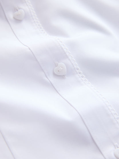 Dsiney Kidz - White Girls' Short Sleeve Lace Edge Collar School Shirts 2 Pack (3-14yrs) image 5
