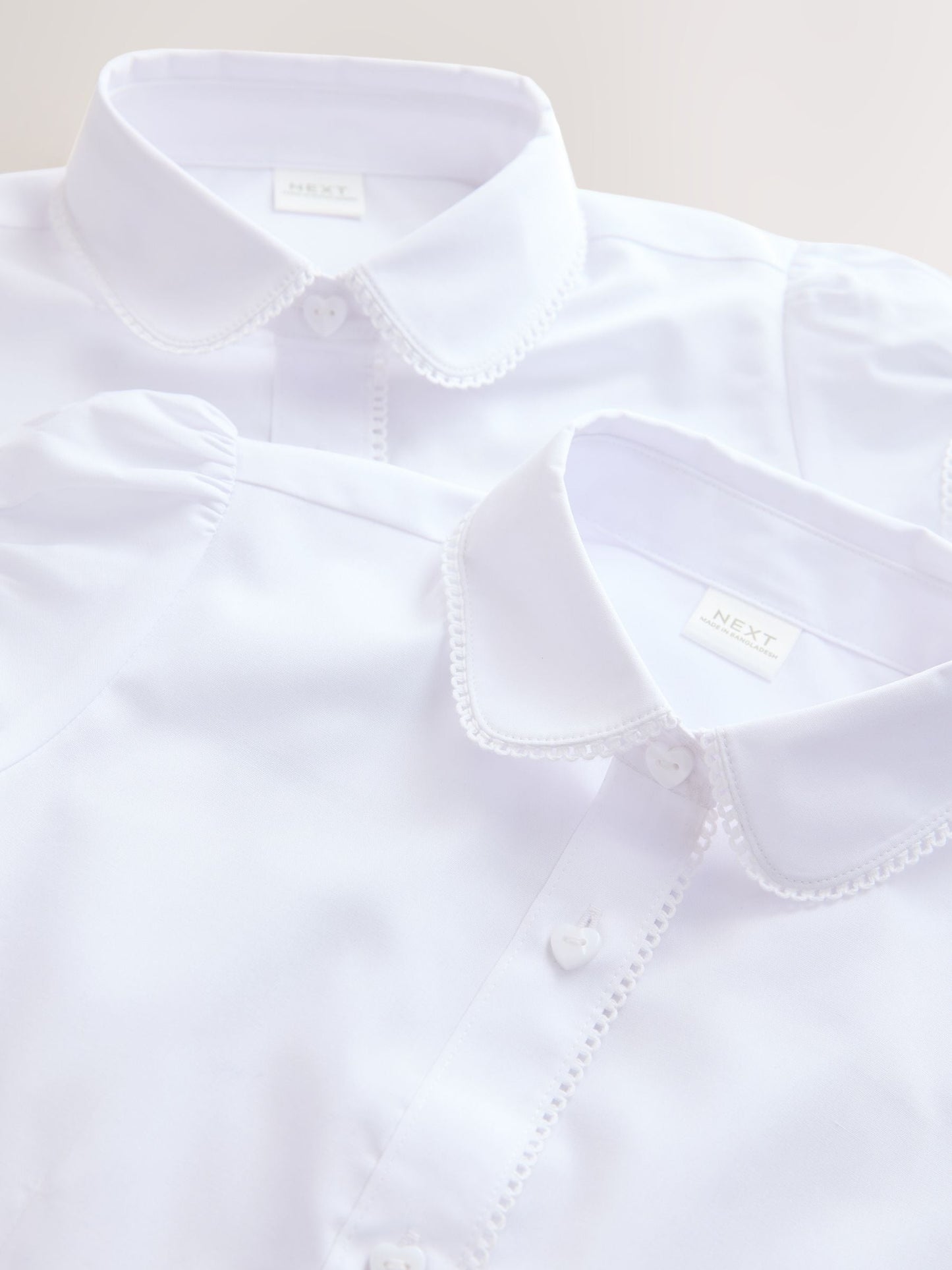 Dsiney Kidz - White Girls' Short Sleeve Lace Edge Collar School Shirts 2 Pack (3-14yrs) image 6