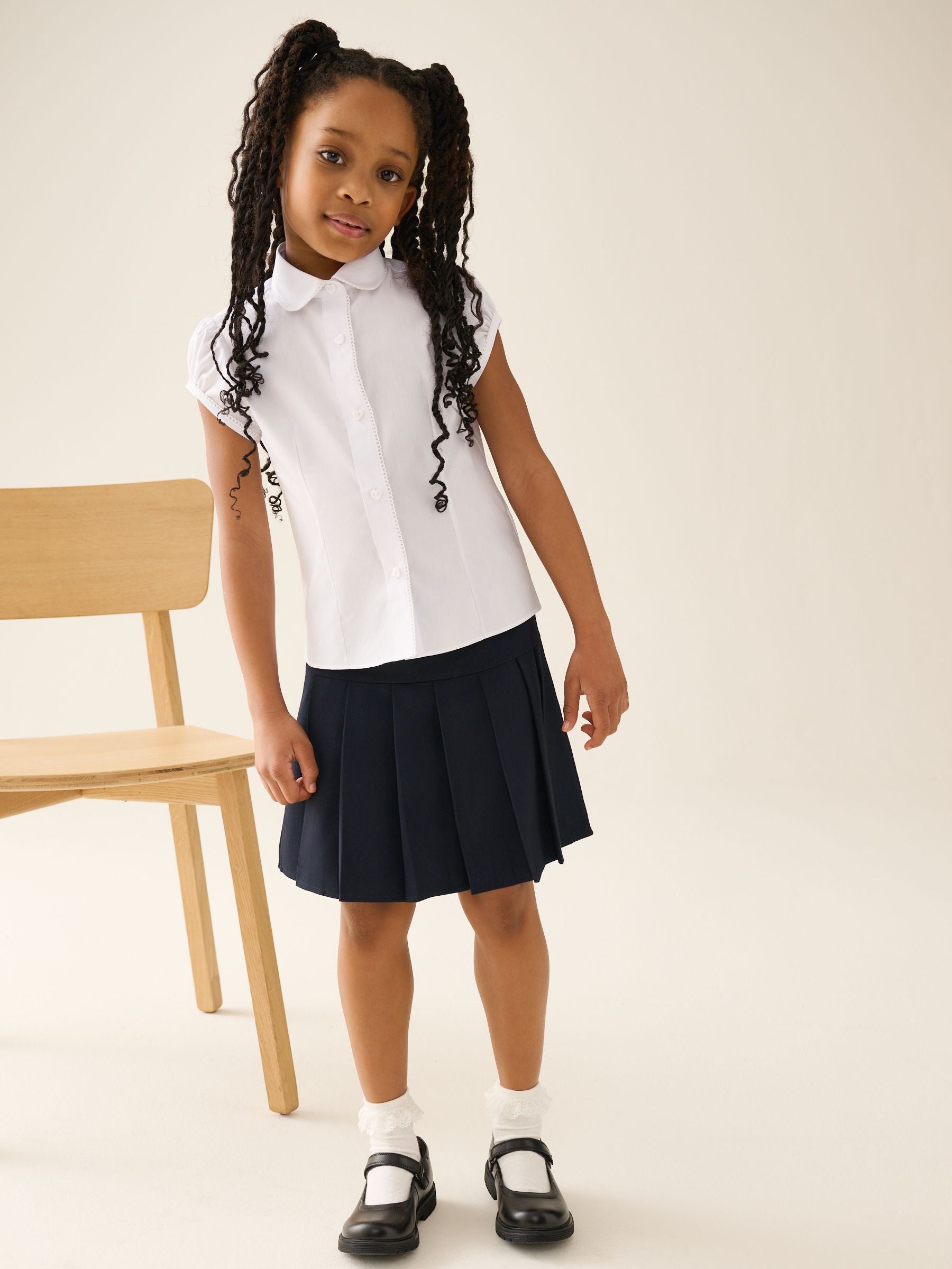 Dsiney Kidz - White Girls' Short Sleeve Lace Edge Collar School Shirts 2 Pack (3-14yrs) image 7