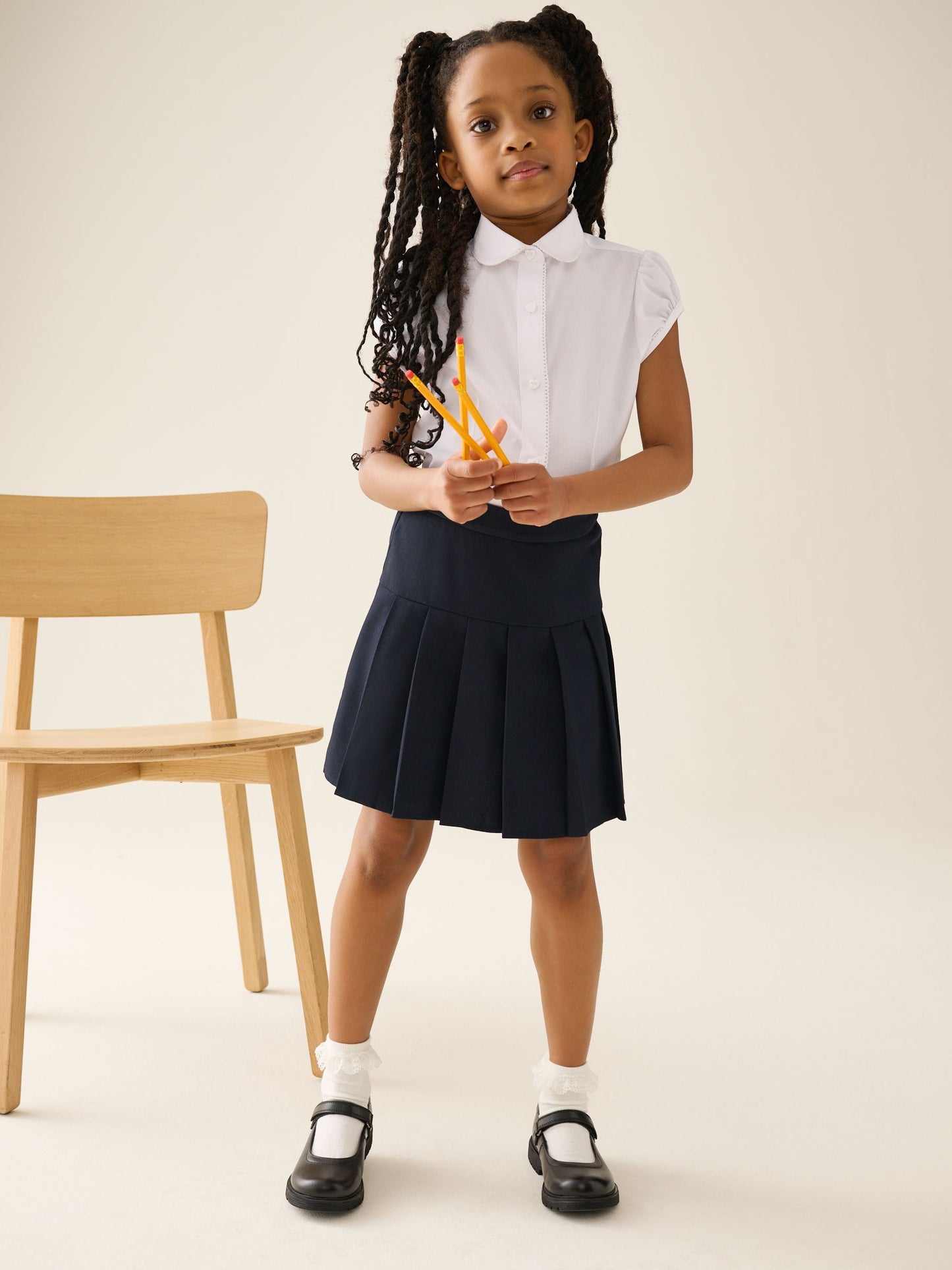 Dsiney Kidz - White Girls' Short Sleeve Lace Edge Collar School Shirts 2 Pack (3-14yrs) image 8