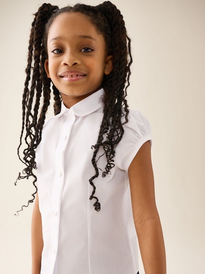 Dsiney Kidz - White Girls' Short Sleeve Lace Edge Collar School Shirts 2 Pack (3-14yrs) image 9