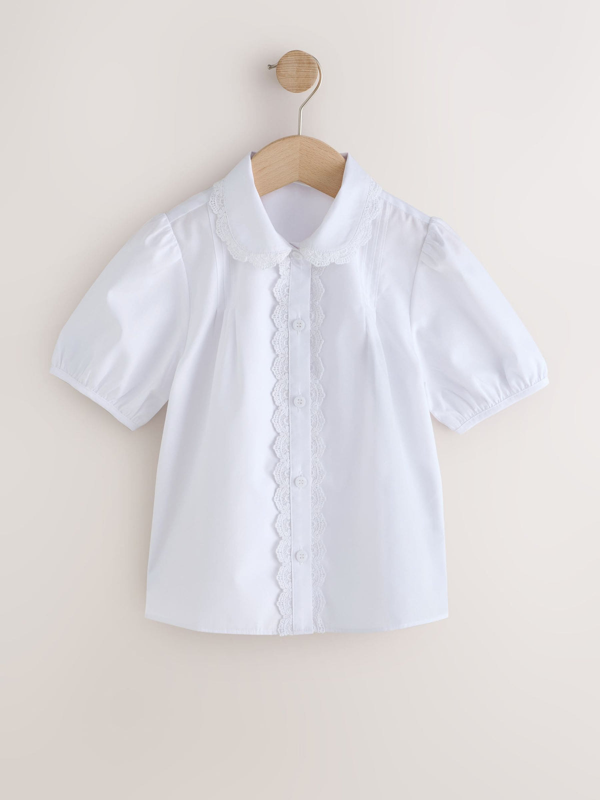Dsiney Kidz - White Girls Lace Trim Three Quarter Sleeve School Blouse (3-14yrs) image 5