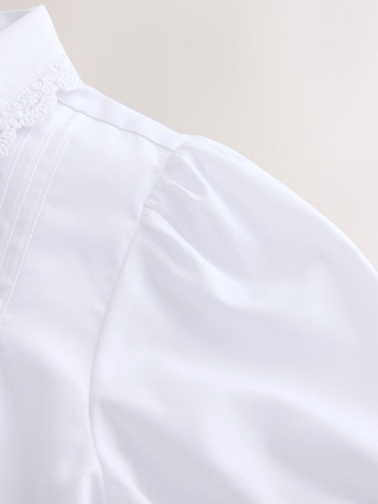 Dsiney Kidz - White Girls Lace Trim Three Quarter Sleeve School Blouse (3-14yrs) image 8