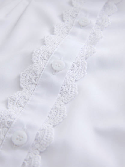 Dsiney Kidz - White Girls Lace Trim Three Quarter Sleeve School Blouse (3-14yrs) image 9