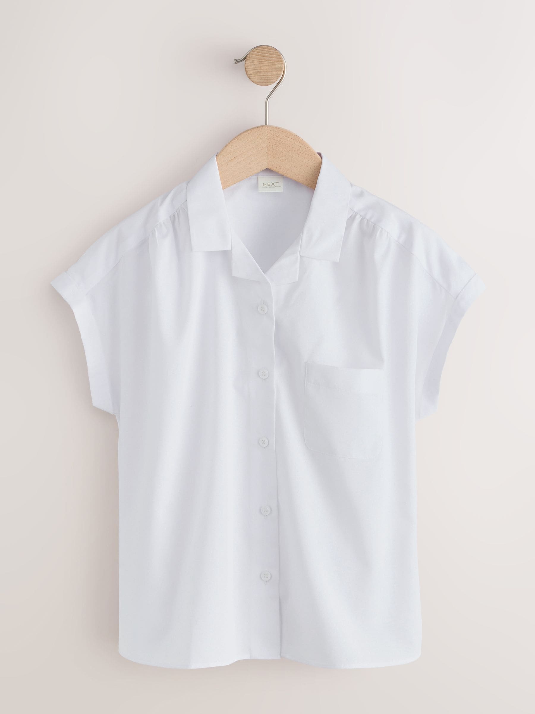 Dsiney Kidz - White 2 Pack Girls Short Sleeve Revere Collar Boxy Fit School Shirts (9-18yrs) image 6
