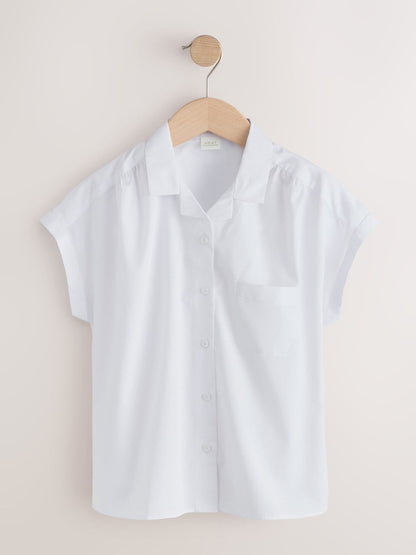 Dsiney Kidz - White 2 Pack Girls Short Sleeve Revere Collar Boxy Fit School Shirts (9-18yrs) image 6