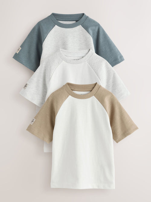 Grey Long Sleeve Raglan T-Shirts 3 Pack (3mths-7yrs) image 1