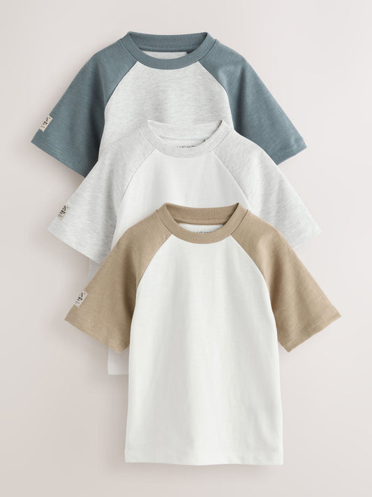 Grey Long Sleeve Raglan T-Shirts 3 Pack (3mths-7yrs) image 1