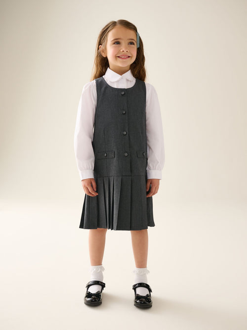 Dsiney Kidz - Grey Drop Waist Pleated Pinafore School Dress (3-14yrs) image 1