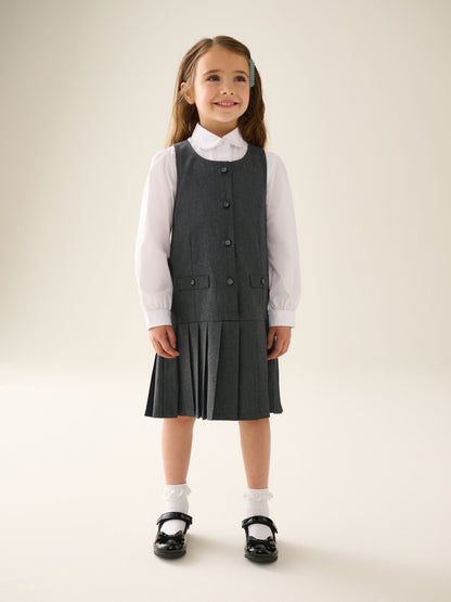 Grey Drop Waist Pleated Pinafore School Dress (3-14yrs) image 1