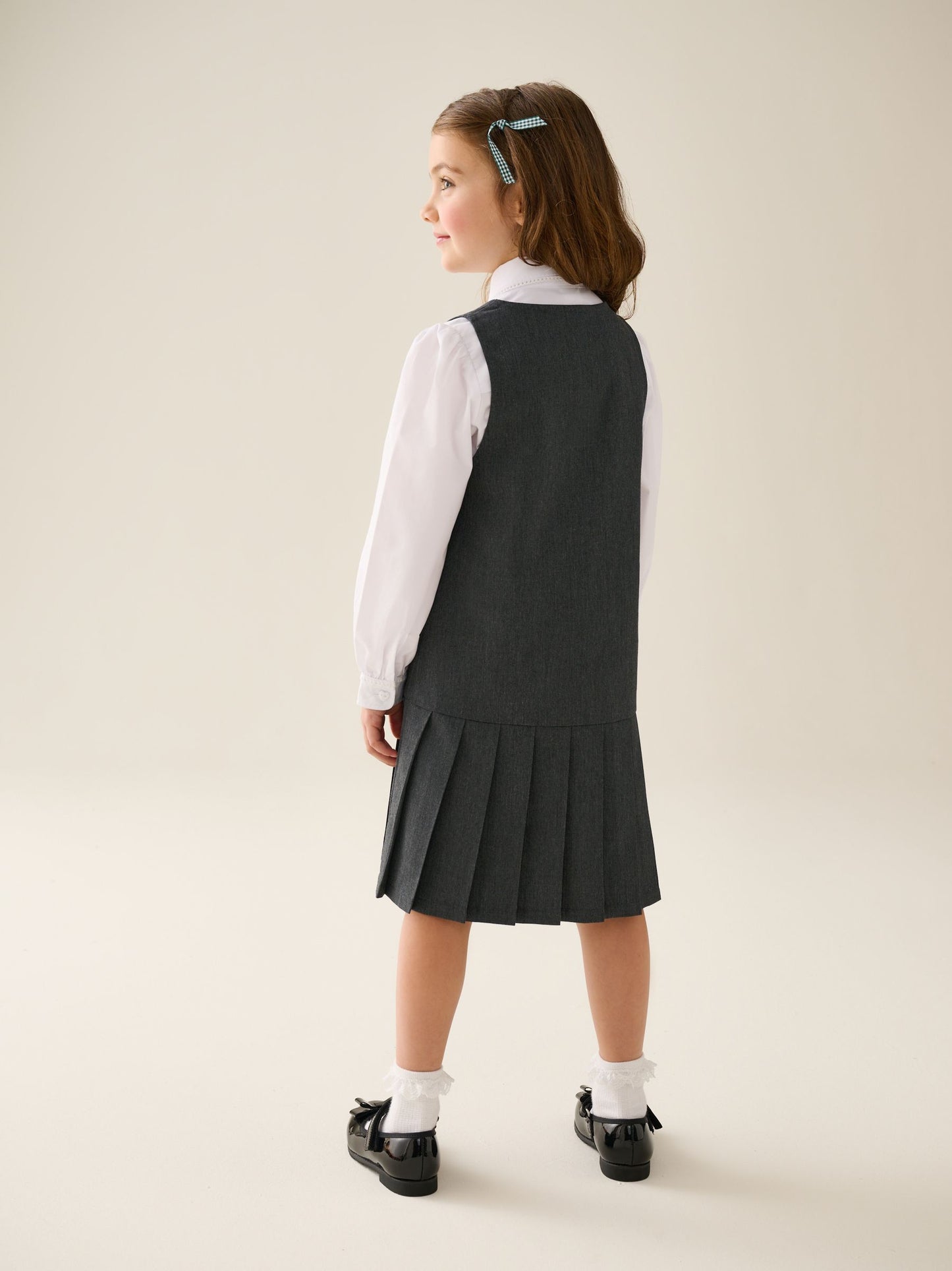 Grey Drop Waist Pleated Pinafore School Dress (3-14yrs) image 3