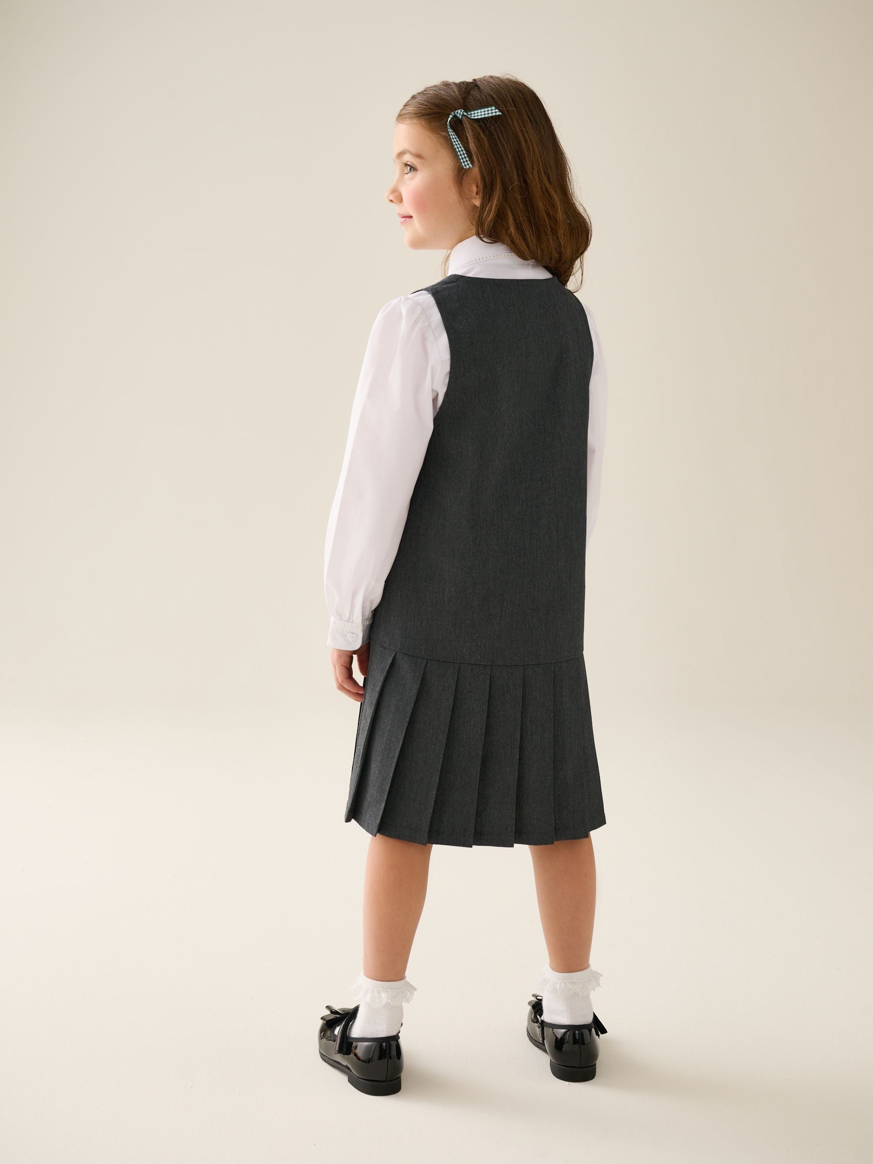 Grey Drop Waist Pleated Pinafore School Dress (3-14yrs) image 3