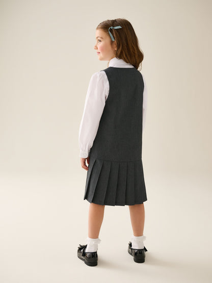 Grey Drop Waist Pleated Pinafore School Dress (3-14yrs) image 3