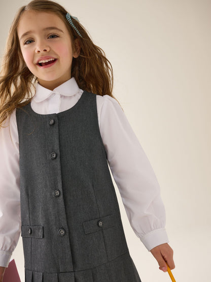 Grey Drop Waist Pleated Pinafore School Dress (3-14yrs) image 4