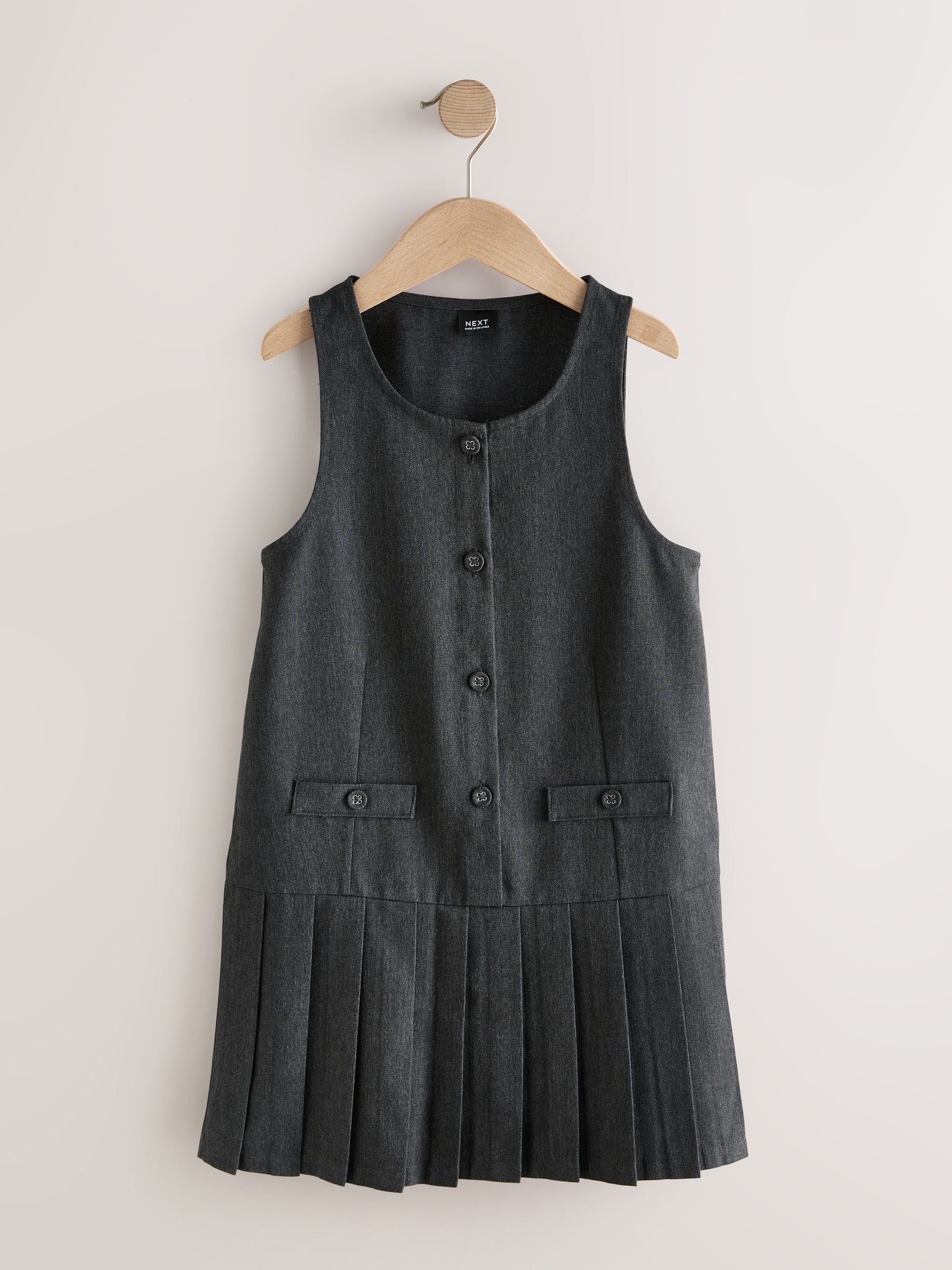Grey Drop Waist Pleated Pinafore School Dress (3-14yrs) image 6