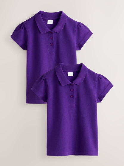 Dsiney Kidz - Purple Regular Fit Girls 2 Pack Cotton Short Sleeve Polo Shirts (3-16yrs) image 1