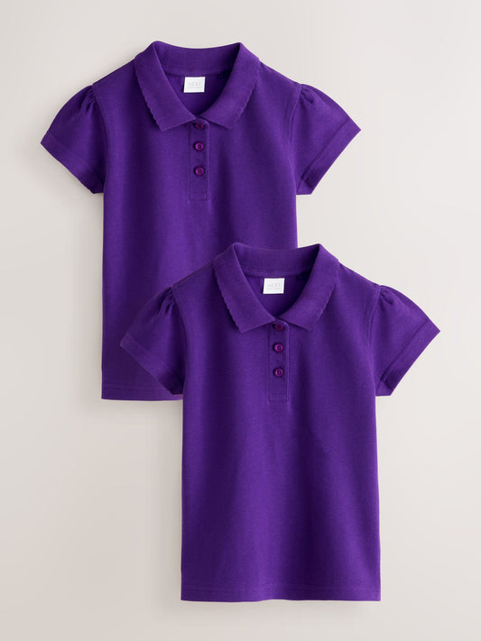 Dsiney Kidz - Purple Regular Fit Girls 2 Pack Cotton Short Sleeve Polo Shirts (3-16yrs) image 1