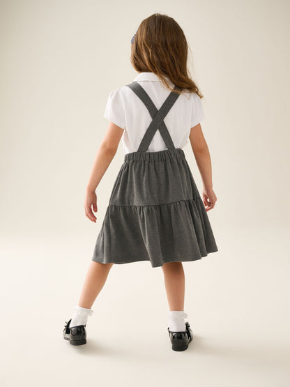 Grey Jersey Stretch Tiered Pinafore School Dress (3-14yrs) image 3