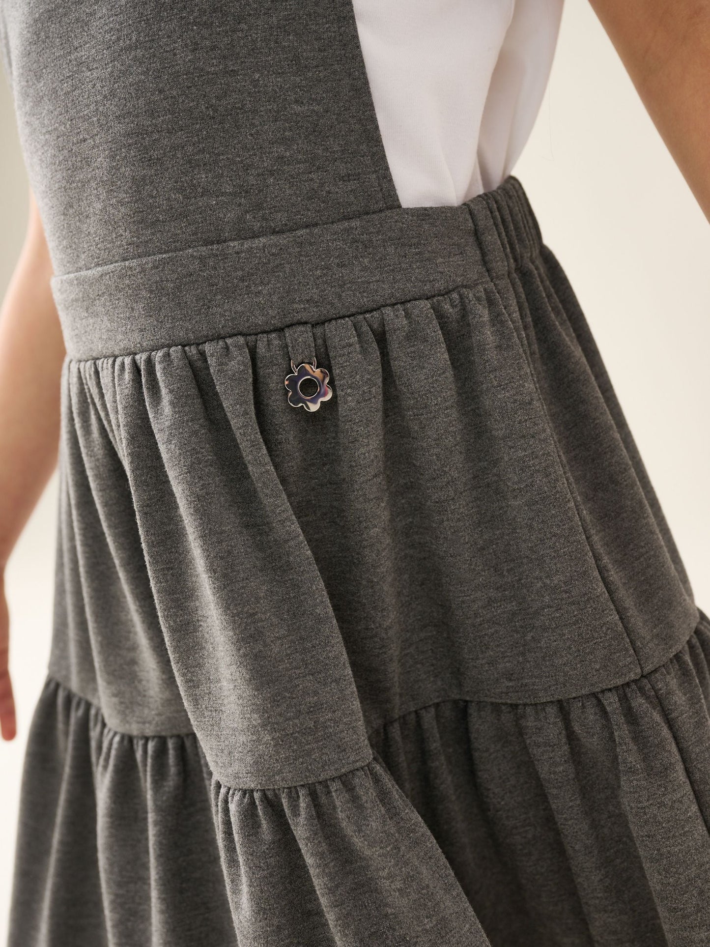 Grey Jersey Stretch Tiered Pinafore School Dress (3-14yrs) image 4