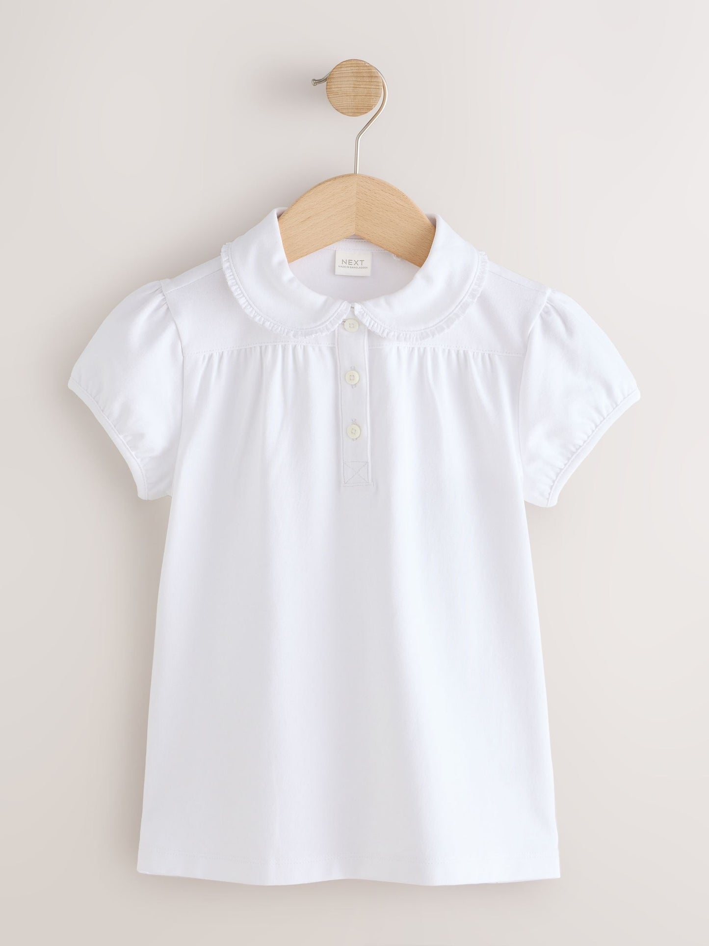 Dsiney Kidz - White Cotton Stretch Pretty Collar School Jersey Tops 2 Pack (3-14yrs) image 2