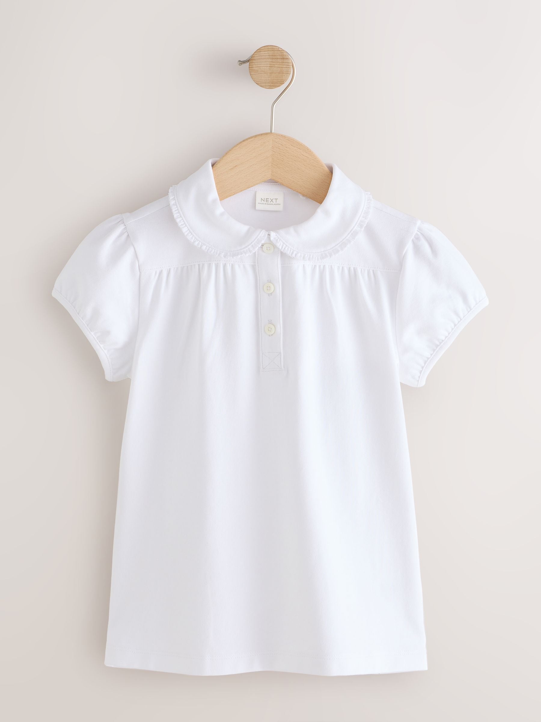 Dsiney Kidz - White Cotton Stretch Pretty Collar School Jersey Tops 2 Pack (3-14yrs) image 2