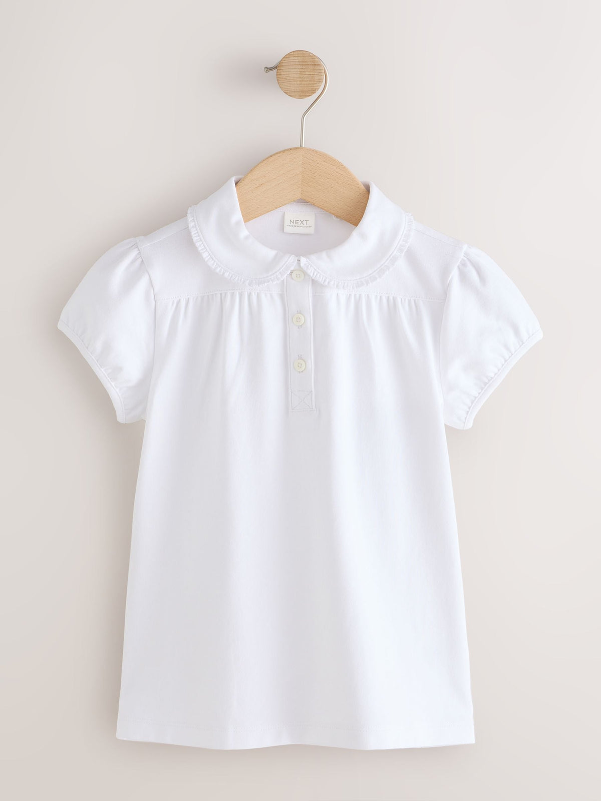 Dsiney Kidz - White Cotton Stretch Pretty Collar School Jersey Tops 2 Pack (3-14yrs) image 2