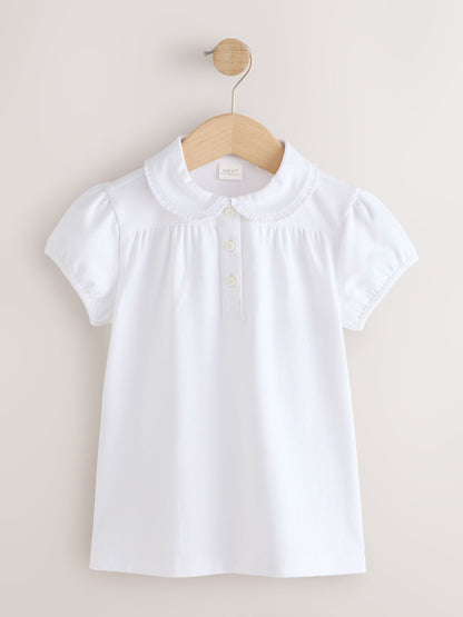 Dsiney Kidz - White Cotton Stretch Pretty Collar School Jersey Tops 2 Pack (3-14yrs) image 2