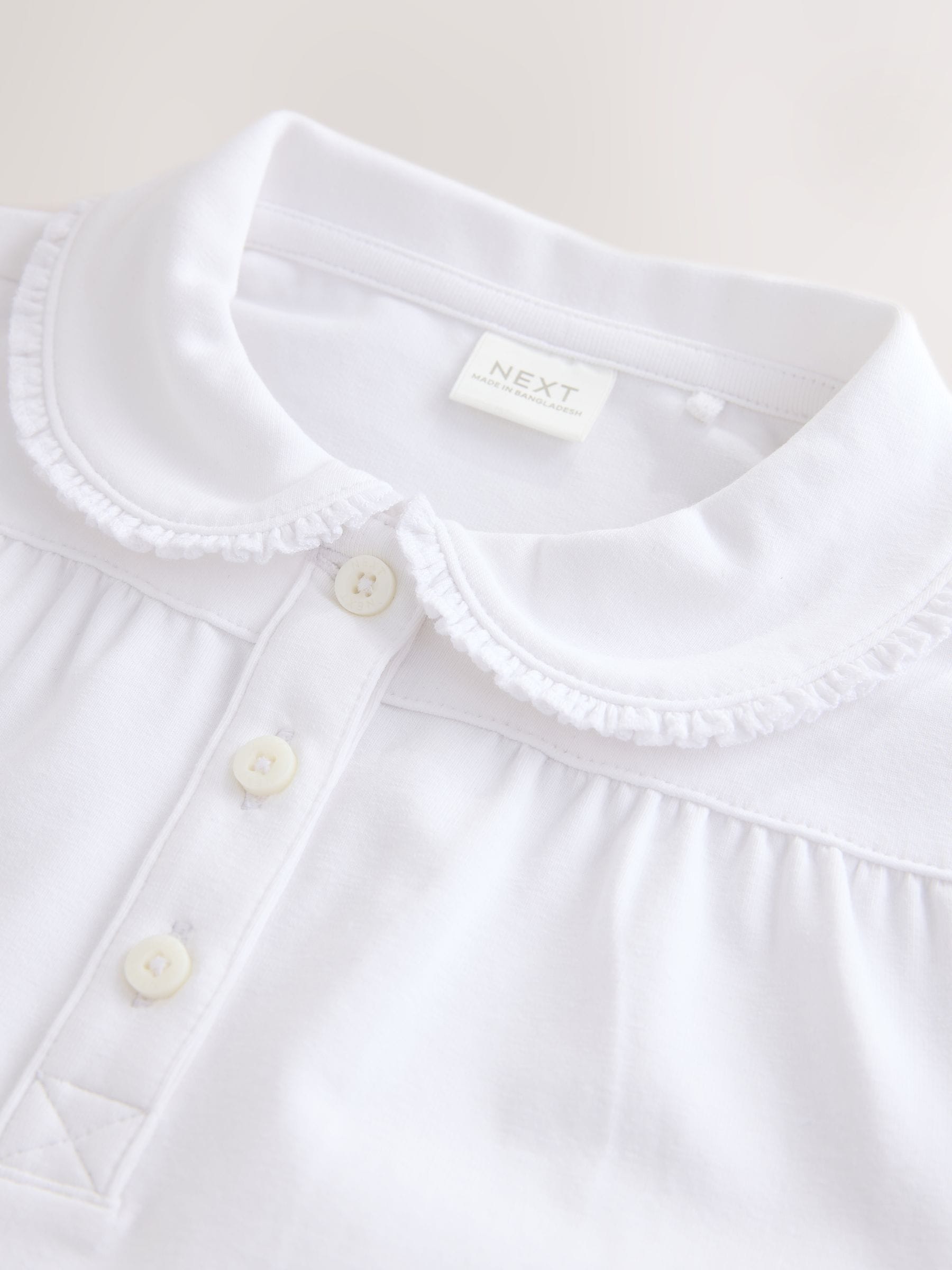 Dsiney Kidz - White Cotton Stretch Pretty Collar School Jersey Tops 2 Pack (3-14yrs) image 5