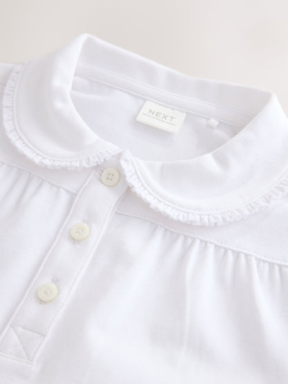 Dsiney Kidz - White Cotton Stretch Pretty Collar School Jersey Tops 2 Pack (3-14yrs) image 5