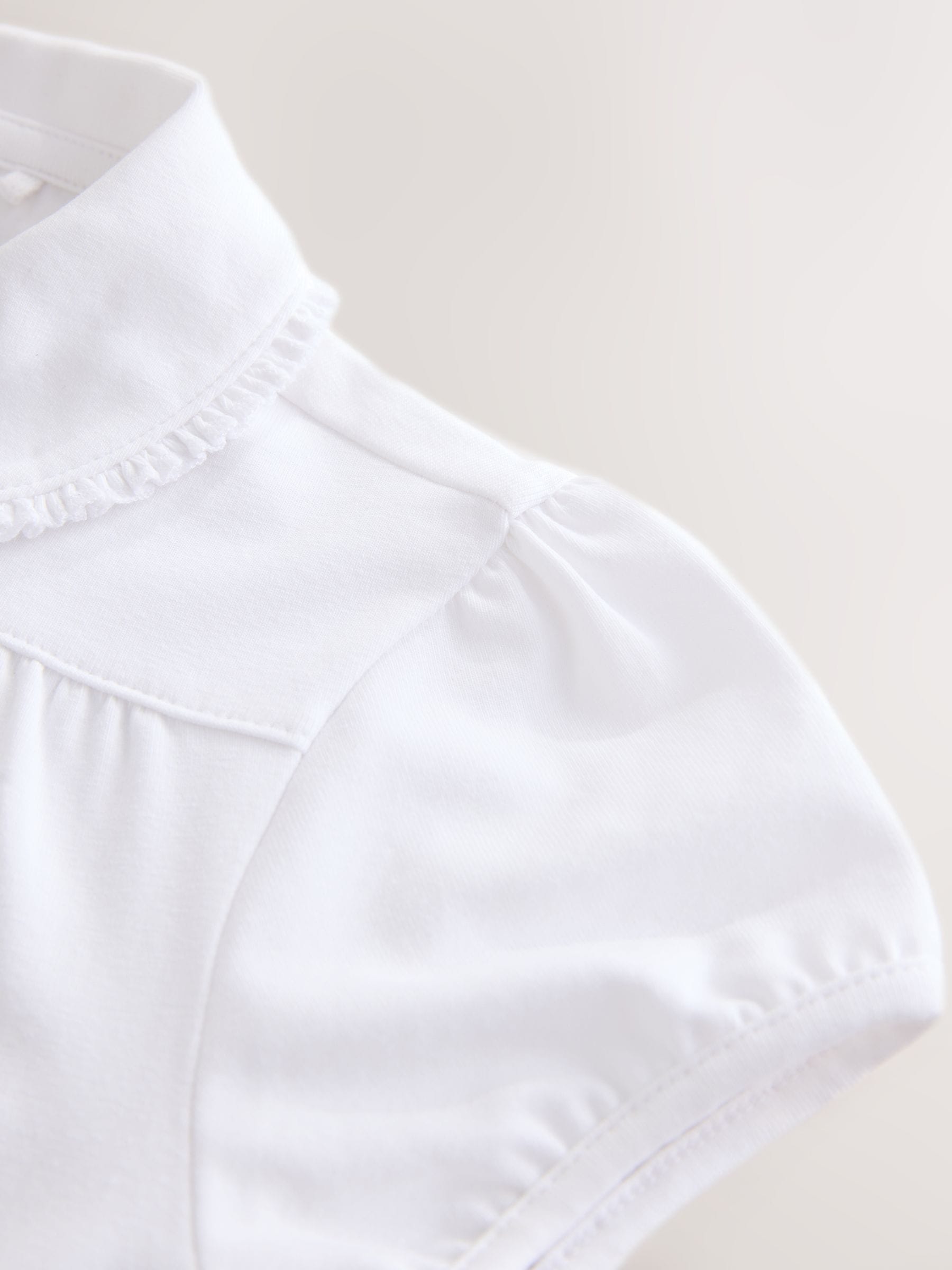 Dsiney Kidz - White Cotton Stretch Pretty Collar School Jersey Tops 2 Pack (3-14yrs) image 6
