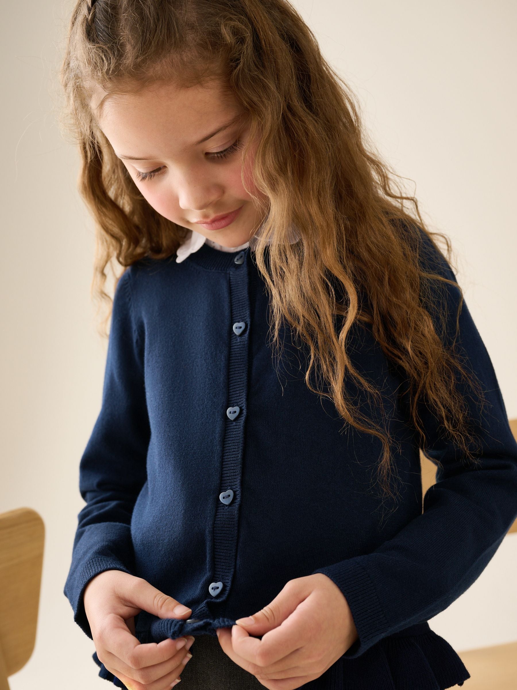 Dsiney Kidz - Navy Blue Cotton Rich Peplum School Cardigan (3-16yrs) image 1