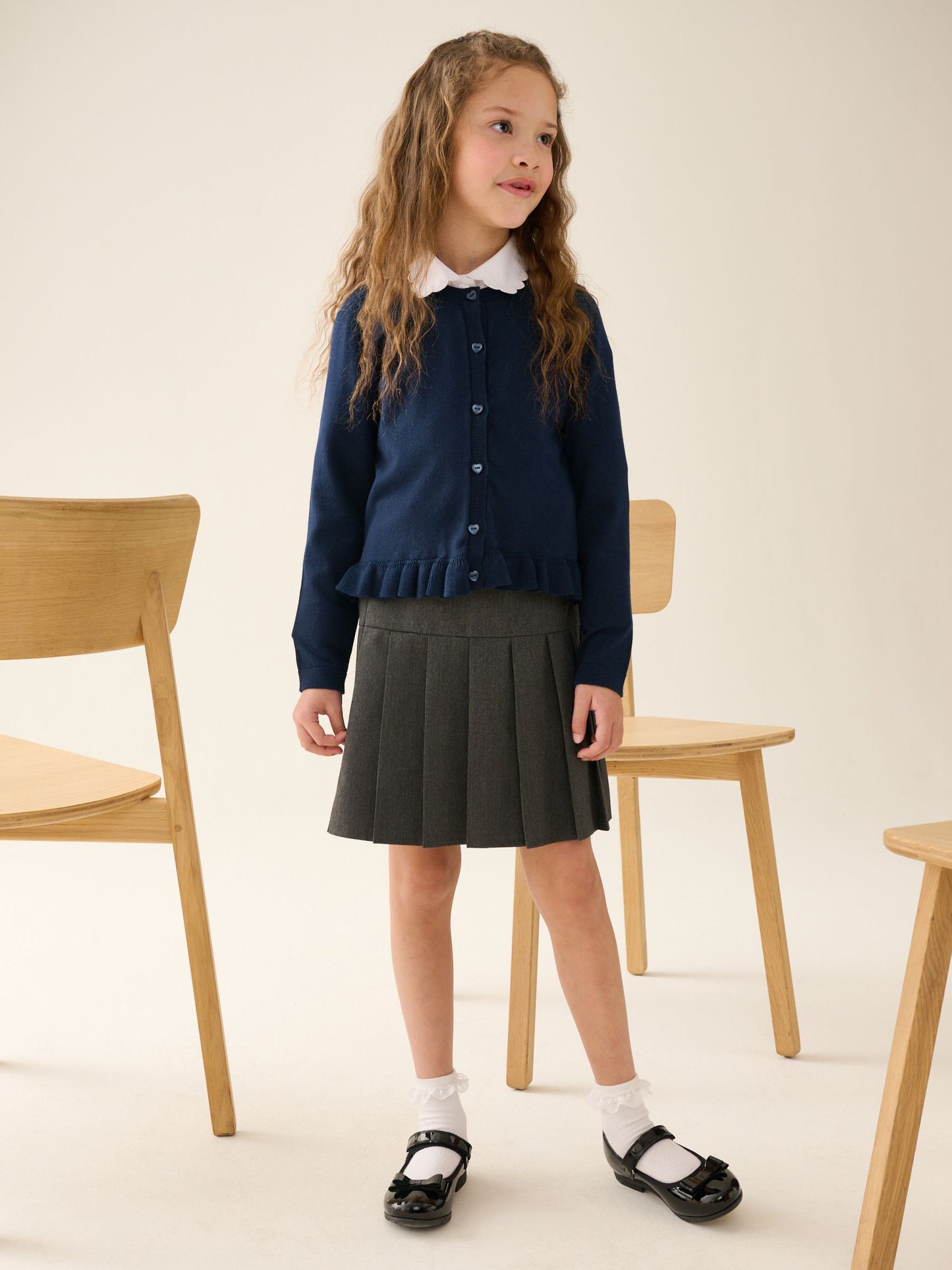 Dsiney Kidz - Navy Blue Cotton Rich Peplum School Cardigan (3-16yrs) image 2