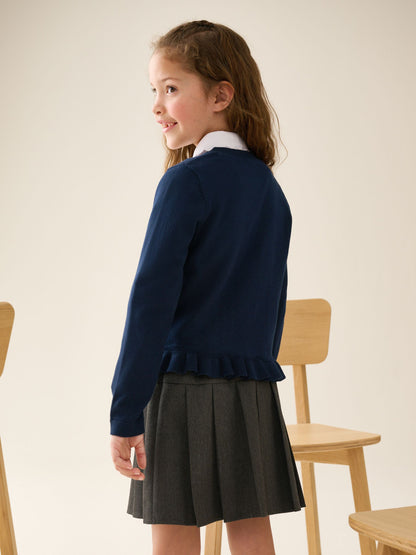 Dsiney Kidz - Navy Blue Cotton Rich Peplum School Cardigan (3-16yrs) image 3