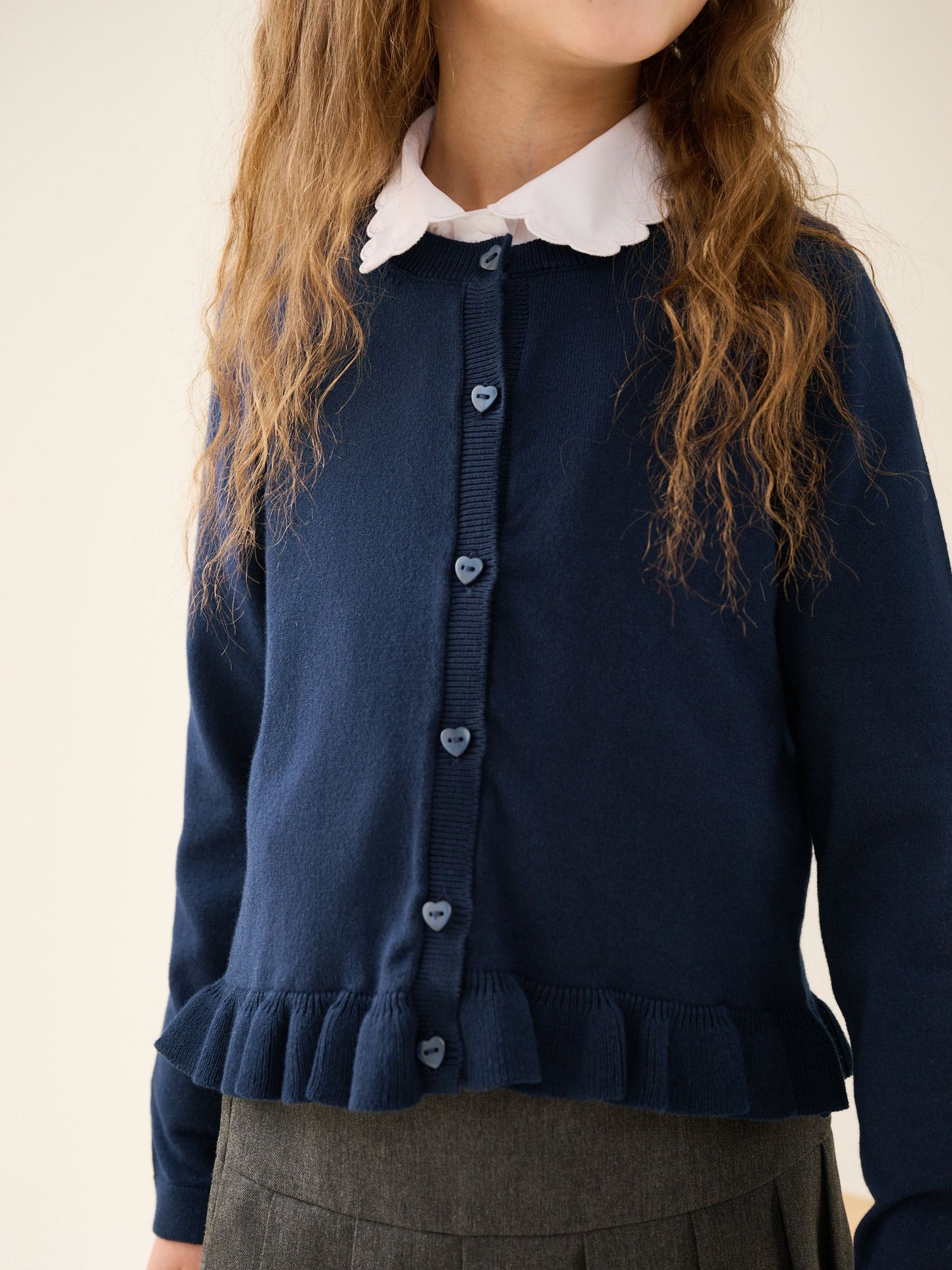 Dsiney Kidz - Navy Blue Cotton Rich Peplum School Cardigan (3-16yrs) image 4