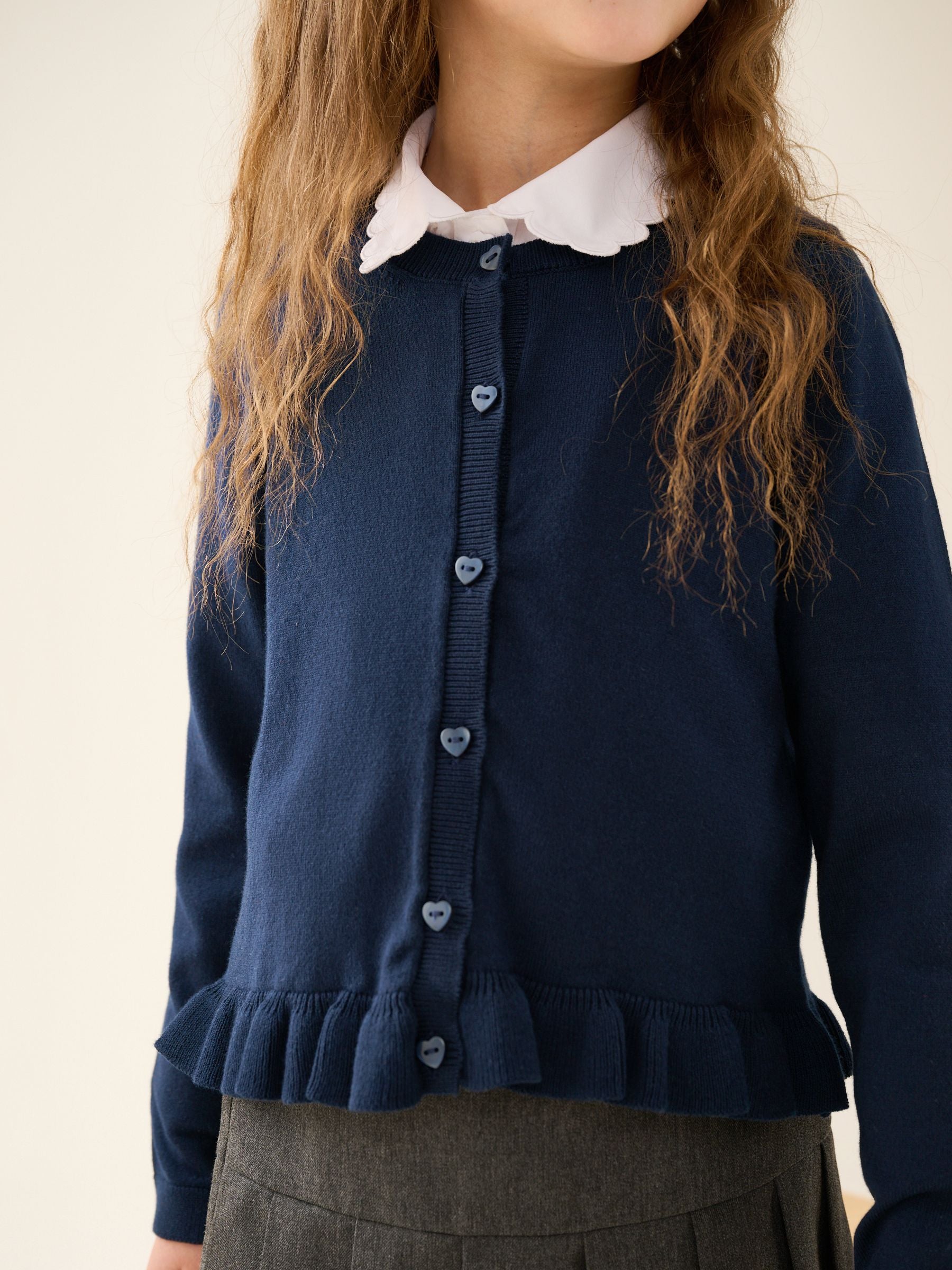 Dsiney Kidz - Navy Blue Cotton Rich Peplum School Cardigan (3-16yrs) image 4