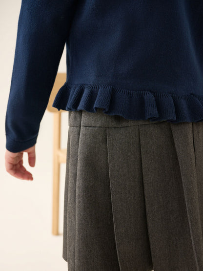 Dsiney Kidz - Navy Blue Cotton Rich Peplum School Cardigan (3-16yrs) image 5