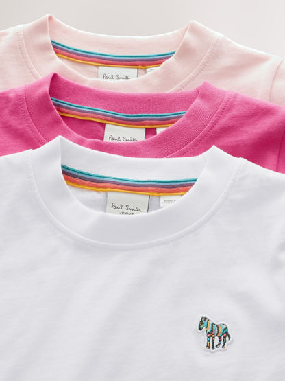 Dsiney Kidz - Paul Smith Junior Pink/White Signature T-Shirts 3 Pack image 6