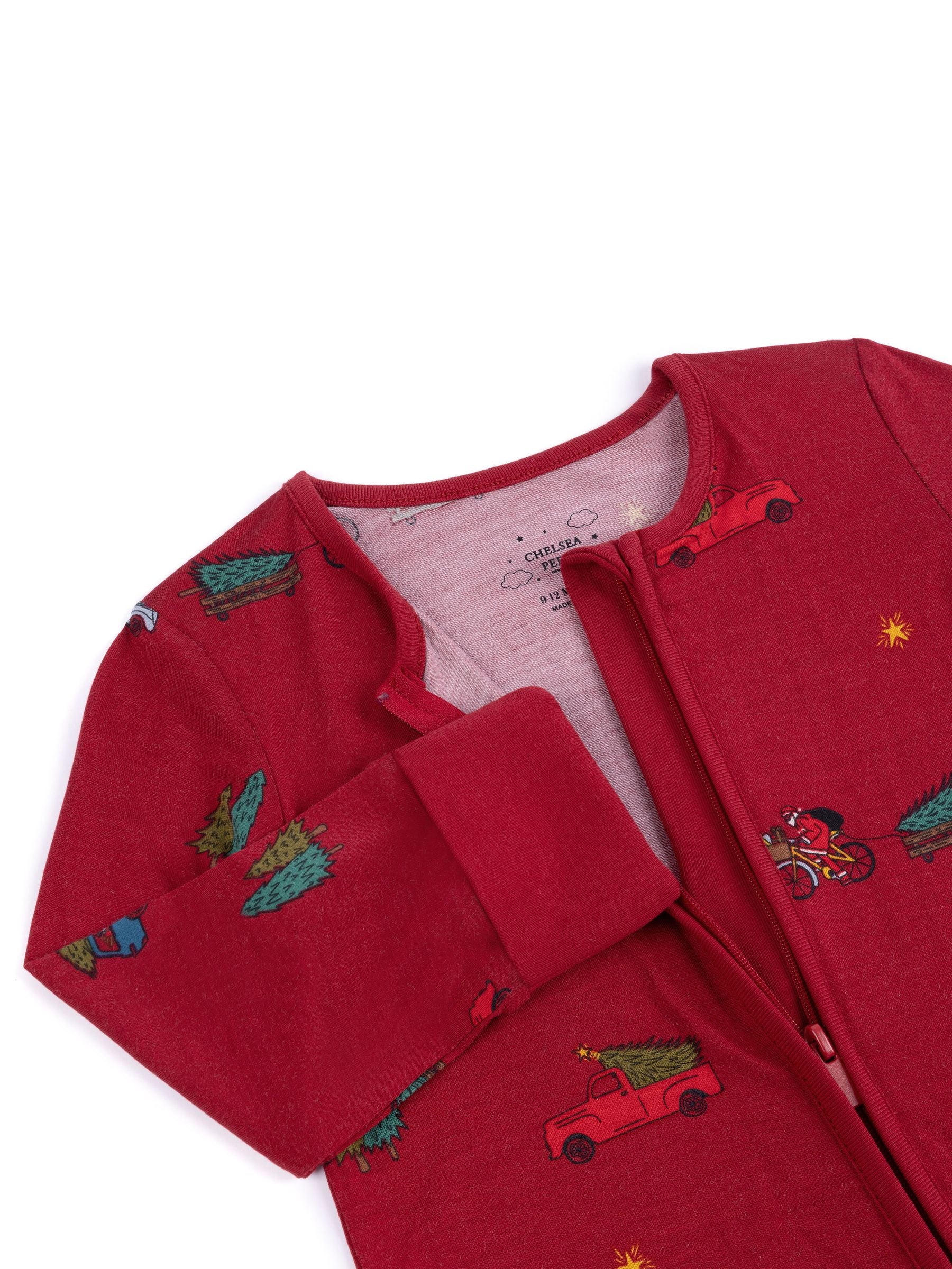 Chelsea Peers Red TENCEL™ Modal Christmas Tree Car Print Pyjamas image 2