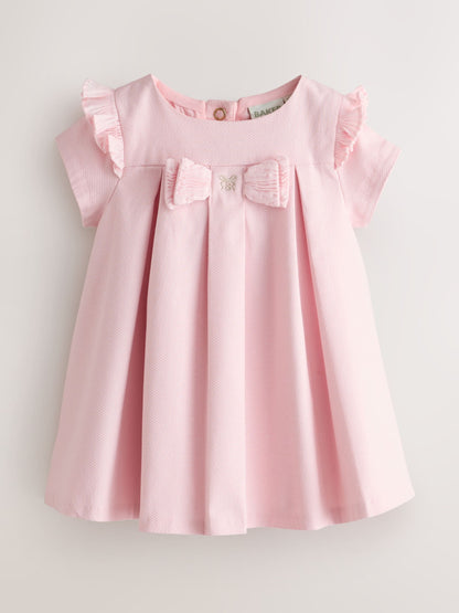 Dsiney Kidz - Baker by Ted Baker Pink Pique Pleated Woven Bow Detail Dress image 1