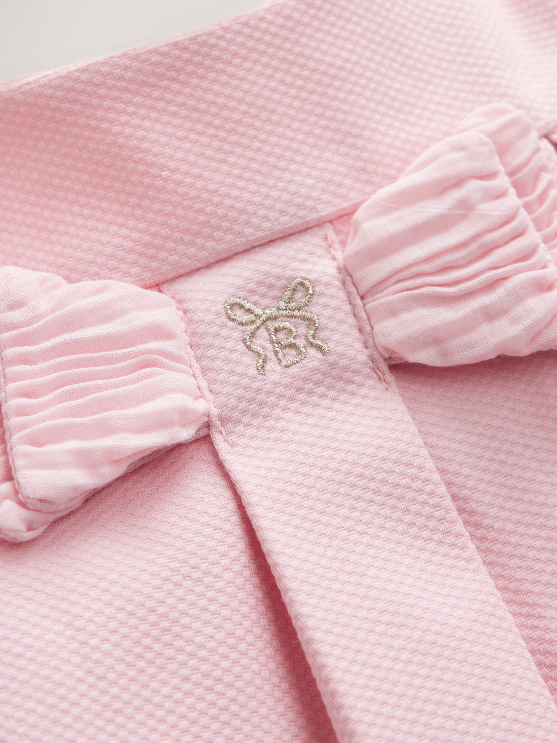 Dsiney Kidz - Baker by Ted Baker Pink Pique Pleated Woven Bow Detail Dress image 3