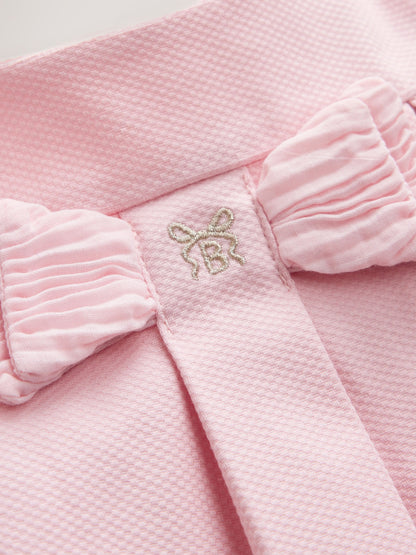 Dsiney Kidz - Baker by Ted Baker Pink Pique Pleated Woven Bow Detail Dress image 3