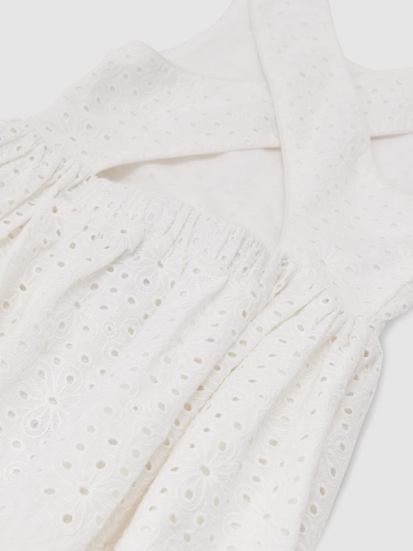 Reiss White Malia 3-9 yrs Cotton Broderie Cross-Back Dress image 5