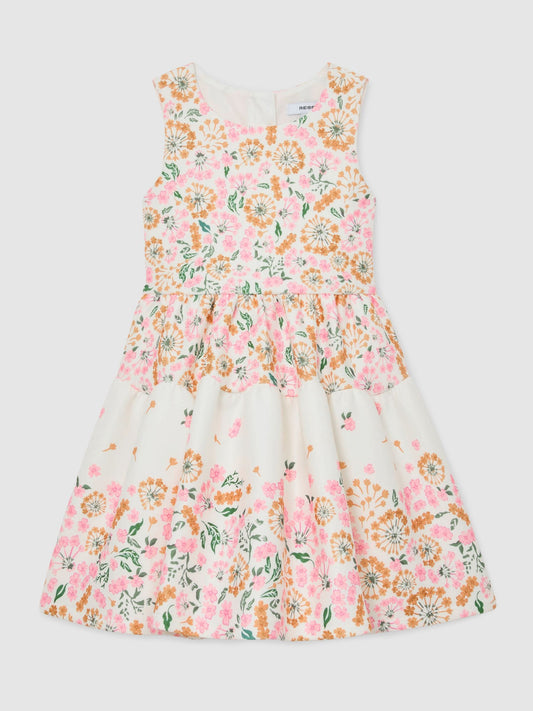 Reiss Pink Print Myra 3-9 yrs Floral-Print Sleeveless Scuba Dress image 2