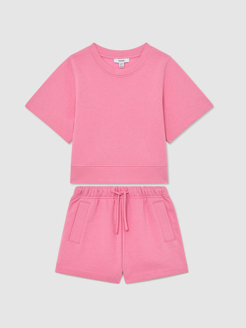 Reiss Pink Meg 3-9 yrs Cotton-Blend Sweatshirt And Shorts Set image 1